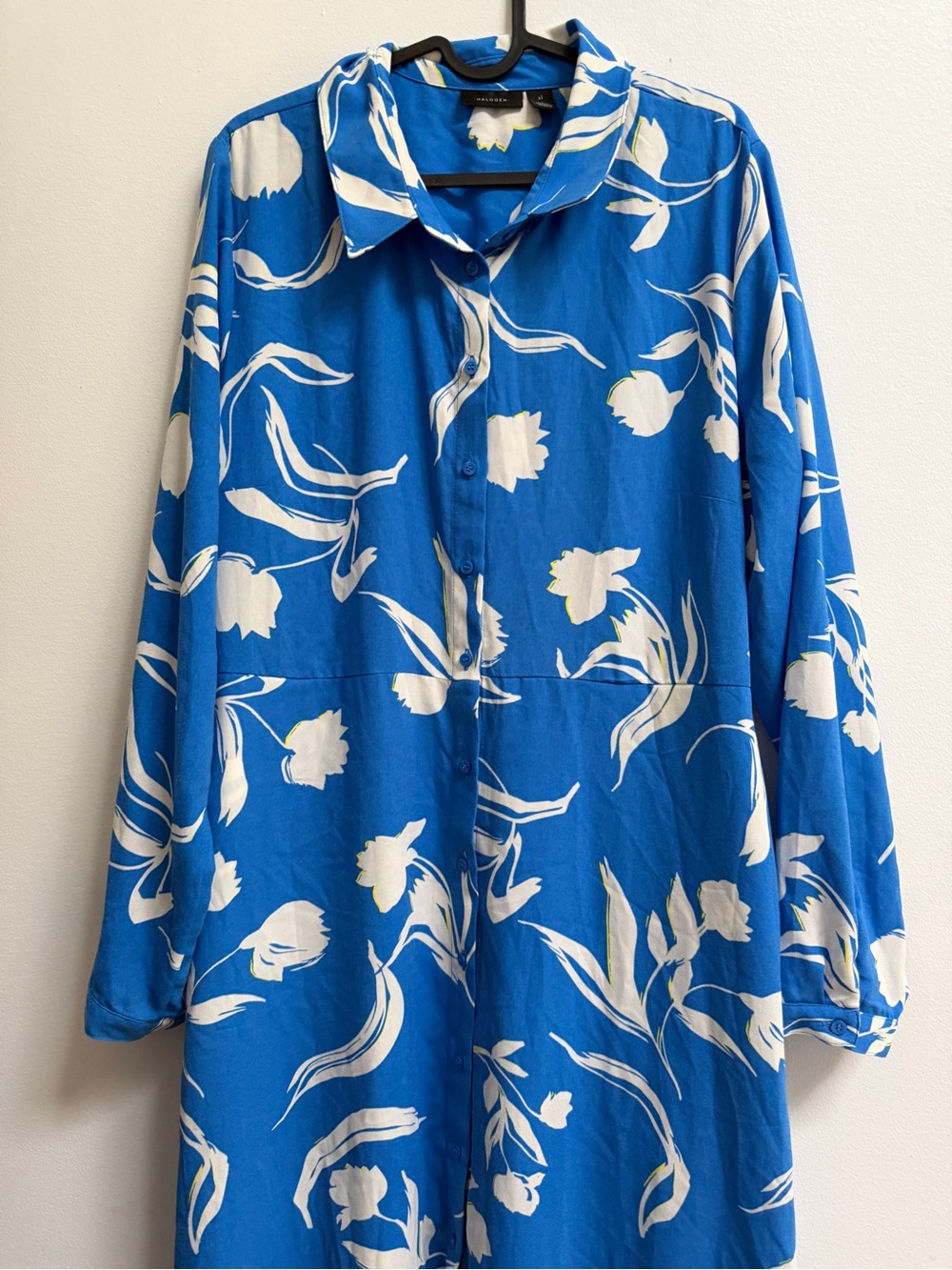 Halogen Blue Floral Button-Up Maxi Dress